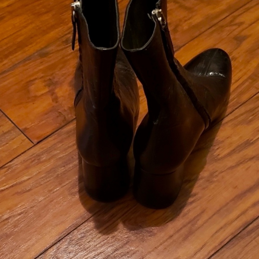 Zara Black Patent Leather Crinkle Boots - Picture 3 of 3